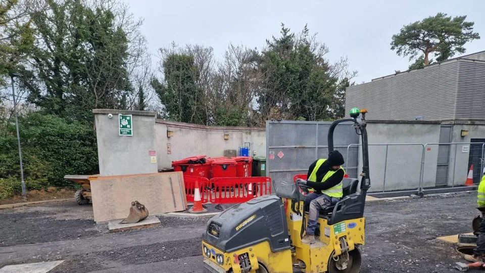 BuildR groundworks crew resurfacing a commercial yard